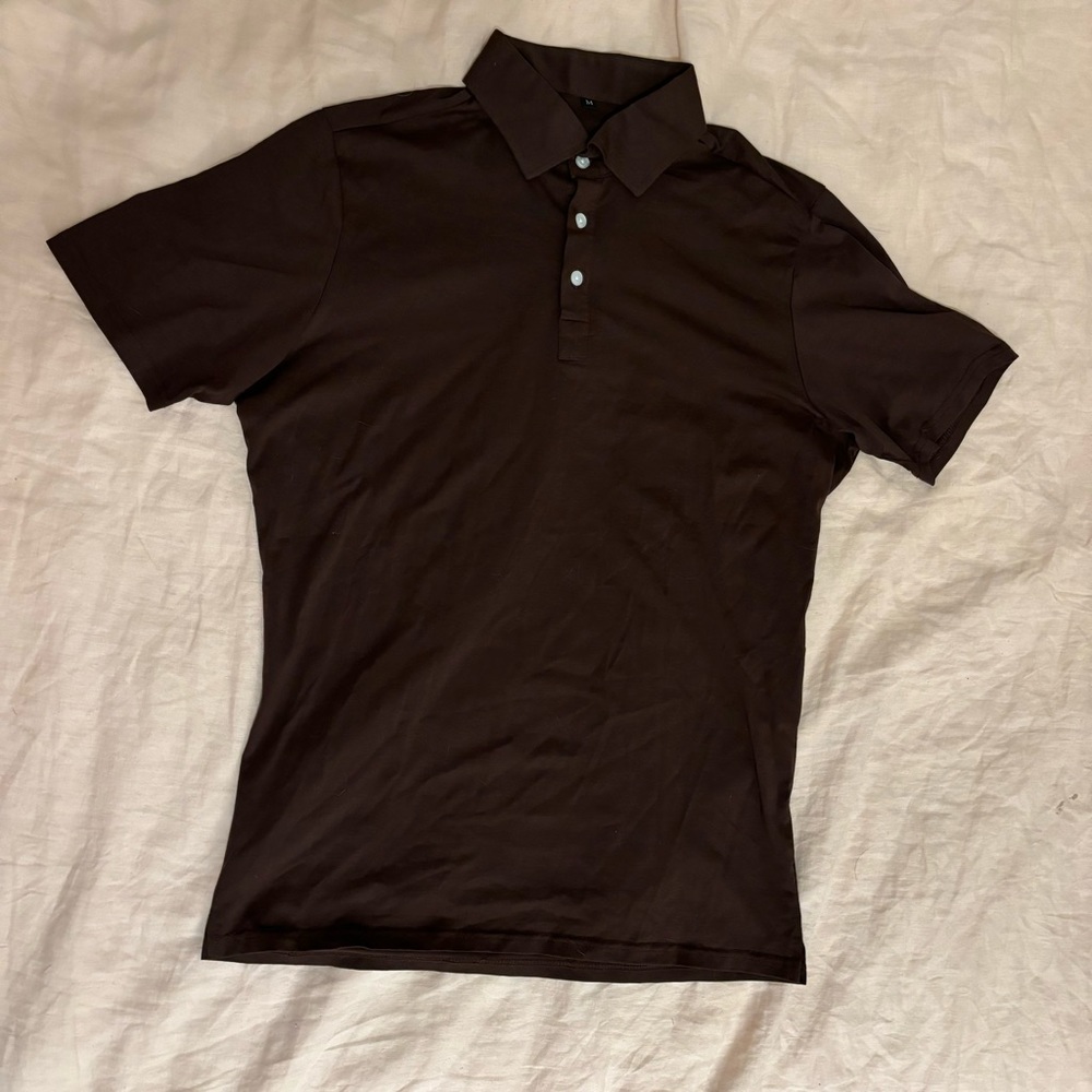 State & Liberty Athletic Fit Dark Brown Polo